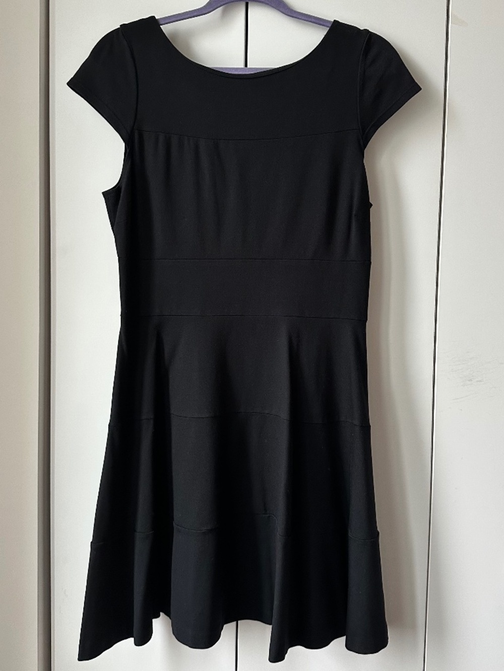 Banana Republic Black Ponte Fit & Flare Dress Petite 12P